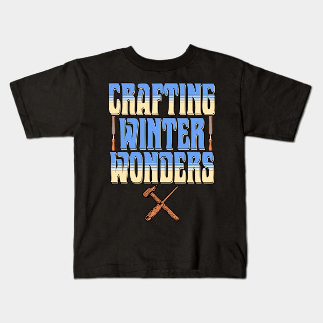 Crafting Winter Wonders | Ice Sculptor Kids T-Shirt by Alaigo